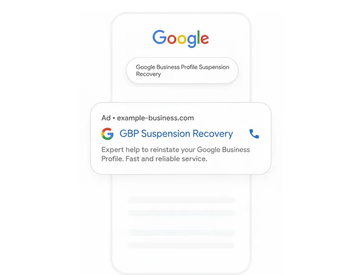 Google search result for Google Business Profile suspension recovery service